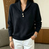 Shawl Collar Knit Sweater with Button Front and Long Sleeves