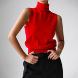Fitted Sleeveless Turtleneck Top