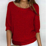 Knit Sweater with Batwing Sleeve and Ribbed Trim