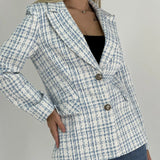 Tailored Plaid Blazer with Button-Front and Notched Lapel
