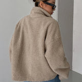 Fleece Jacket with High Neck and Zip Front