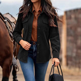 Corduroy Button-Front Shirt Jacket with Chest Pockets