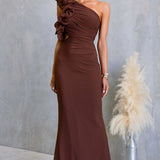 One-Shoulder Ruffle Maxi Dress with Cut-Out Waist
