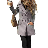 Tailored Double-Breasted Coat with Notched Lapel