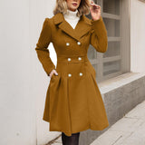Tailored Double-Breasted A-Line Coat with Button-Front