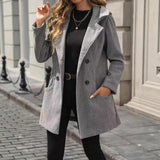 Tailored Double-Breasted Coat with Notched Lapel