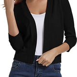 Cropped Open-Front Cardigan with Long Sleeves