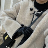 Faux Fur Round Neck Duffle Jacket with Toggle Front and Pockets