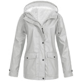 Women's Winter Jacket with Fleece Look Lining and Drawstring Hood with Front Zipper and Snap Buttons