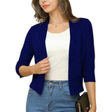 Cropped Open-Front Cardigan with Long Sleeves