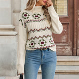 Fair Isle Cable Knit Turtleneck Sweater