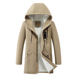 Hooded Sherpa-Lined Parka Jacket with Drawstring and Zip Front