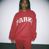 Oversized Varsity Graphic Sweatshirt with Mock Neck