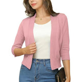 Cropped Open-Front Cardigan with Long Sleeves
