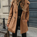 Tailored Double-Breasted Coat with Notched Lapel