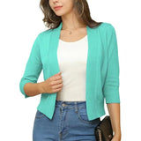 Cropped Open-Front Cardigan with Long Sleeves