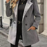 Tailored Double-Breasted Coat with Notched Lapel