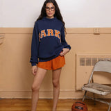 Oversized Varsity Graphic Sweatshirt with Mock Neck
