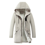 Hooded Sherpa-Lined Parka Jacket with Drawstring and Zip Front