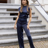 Sleeveless Wide-Leg Jumpsuit with Mock Neck