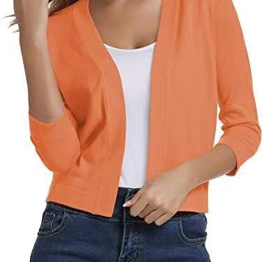 Cropped Open-Front Cardigan with Long Sleeves