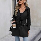 Hooded Zip-Front Jacket with Drawstring Waist and Flap Pockets