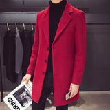 Slim Fit Single-Breasted Coat with Button Front and Lapel Collar