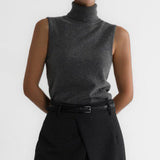 Fitted Sleeveless Turtleneck Top