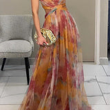Cut-Out Wrap Maxi Dress with Spaghetti Straps