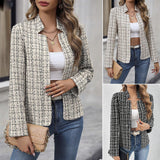 Tailored Open-Front Tweed Jacket with Point Collar