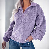 Sherpa Fleece Half-Zip Pullover with Balloon Sleeve