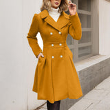 Tailored Double-Breasted A-Line Coat with Button-Front
