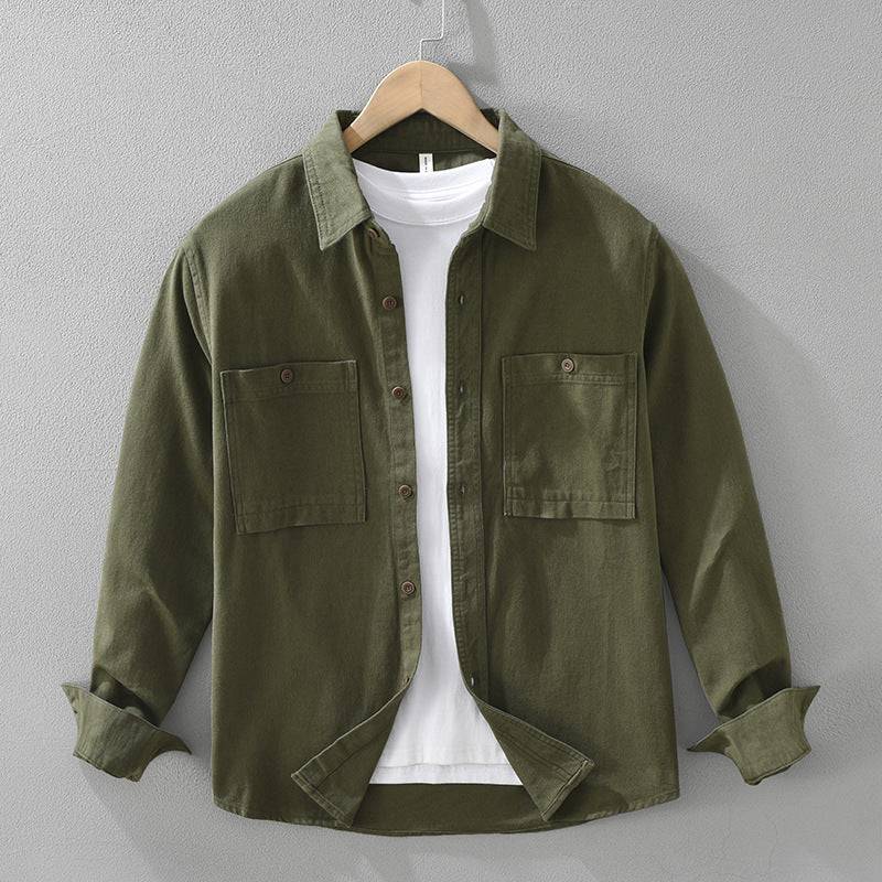 Button-Front Overshirt with Patch Pockets