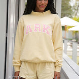 Oversized Varsity Graphic Sweatshirt with Mock Neck