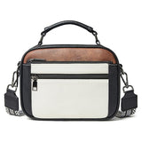 Checkerboard Crossbody Bag with Top Handle and Zip Pockets