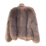 Cropped Faux Fur Jacket with Buckle Strap and V-Neck