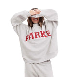 Oversized Varsity Graphic Sweatshirt with Mock Neck
