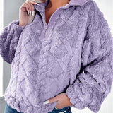 Sherpa Fleece Half-Zip Pullover with Balloon Sleeve