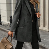 Tailored Double-Breasted Coat with Notched Lapel