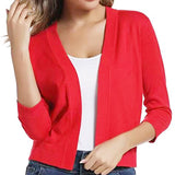 Cropped Open-Front Cardigan with Long Sleeves