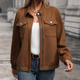 Zip-Front Textured Jacket with Chest Pocket