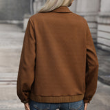 Zip-Front Textured Jacket with Chest Pocket