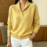 Shawl Collar Knit Sweater with Button Front and Long Sleeves