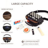 Checkerboard Crossbody Bag with Top Handle and Zip Pockets