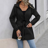 Hooded Zip-Front Jacket with Drawstring Waist and Flap Pockets