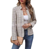 Tailored Open-Front Tweed Jacket with Point Collar