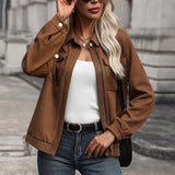Zip-Front Textured Jacket with Chest Pocket