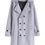 Tailored Double-Breasted Coat with Wide Lapel and Side Pockets