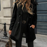 Tailored Double-Breasted Coat with Notched Lapel