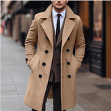Tailored Double-Breasted Coat with Wide Lapel and Side Pockets